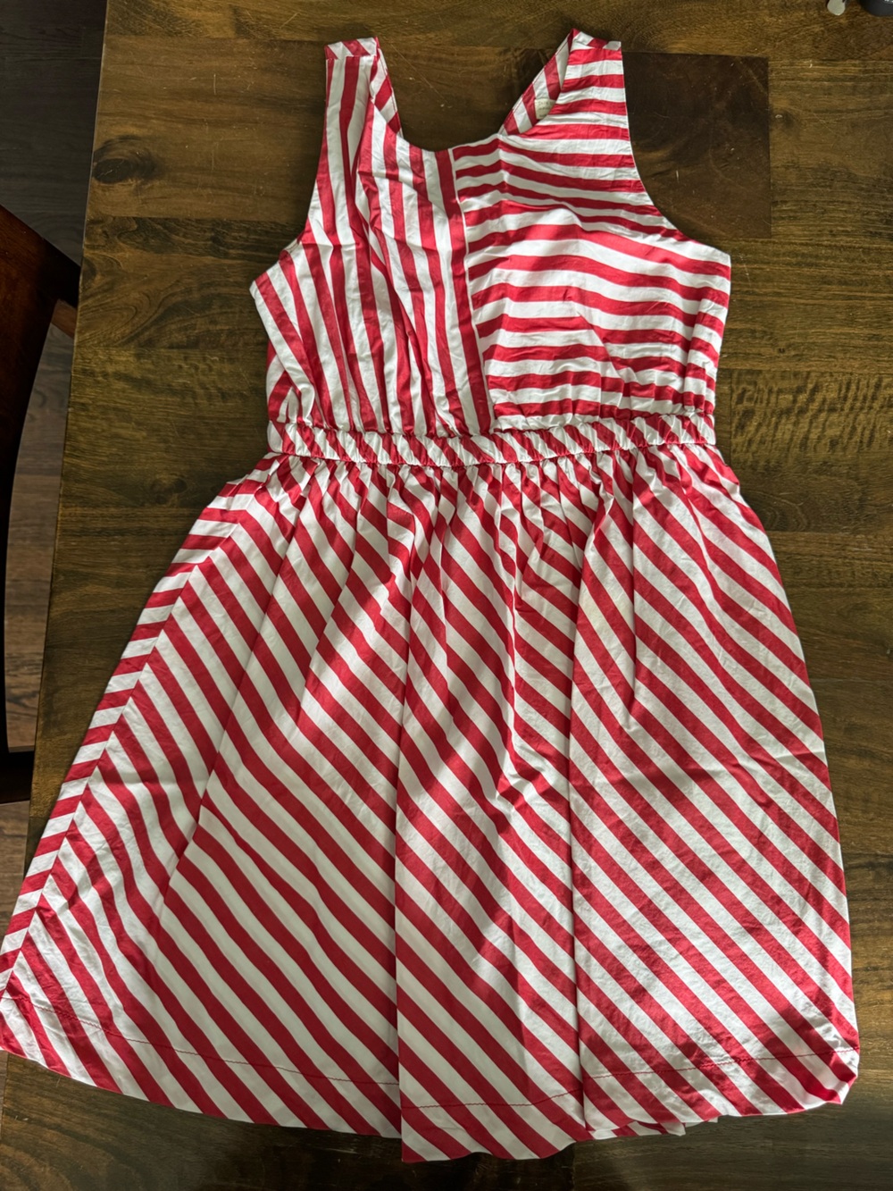 Girls Zara Red and White Striped Sleeveless Dress